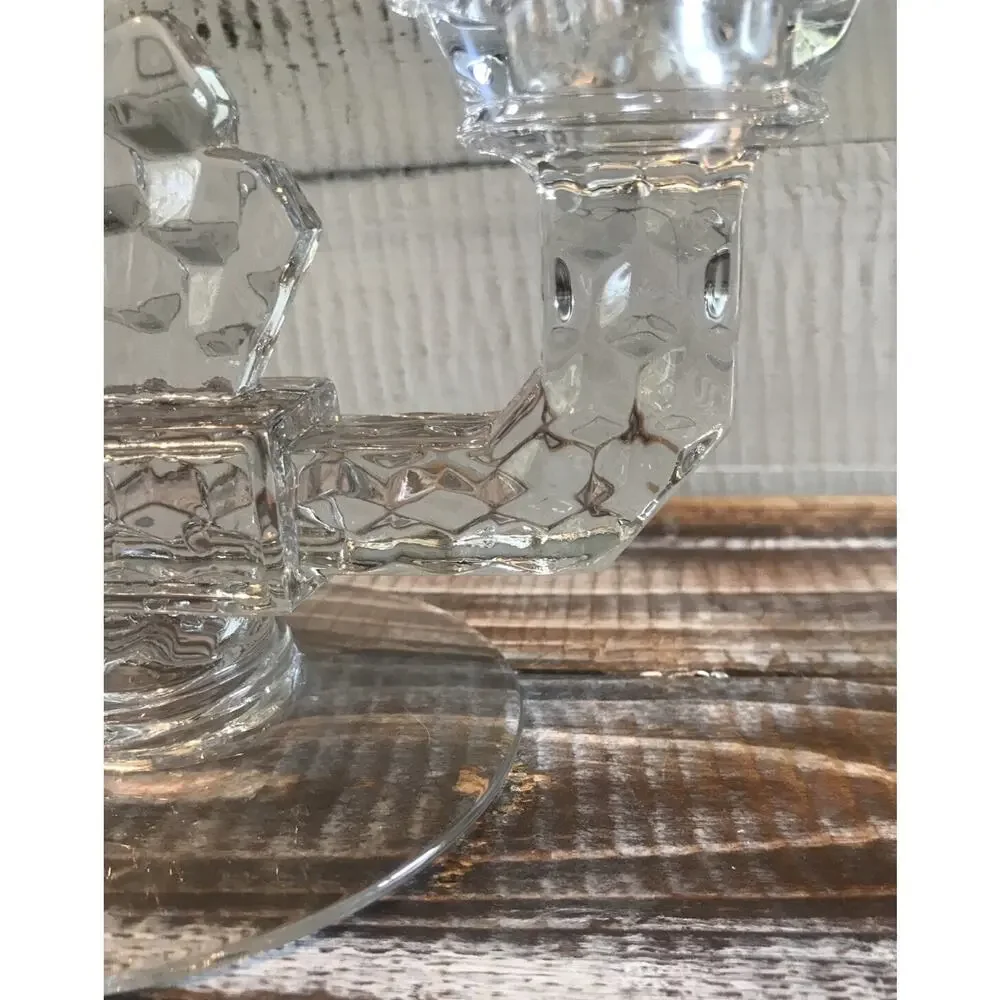 Set 2 Vintage Fostoria Elegant Glass Double Candlesticks Candle Holders 8.625